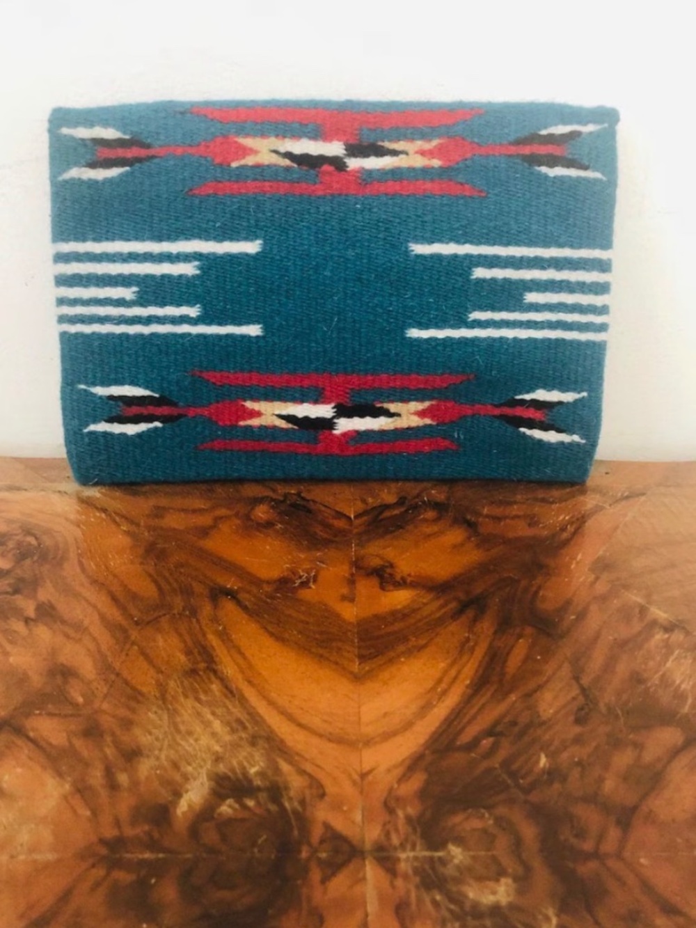 Turquoise wool Clutch purse, South western,Indian, Flint stone arrowhead - Picture 5 of 6